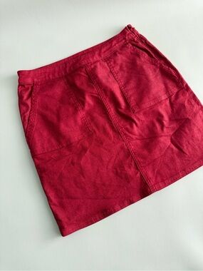 Prana Red Denim Mini Skirt